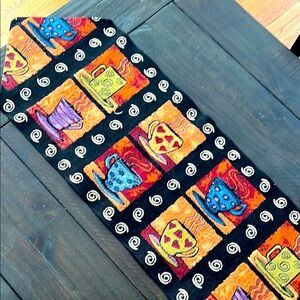 Whimsical Colorful Textured Coffee Cup Table Runner